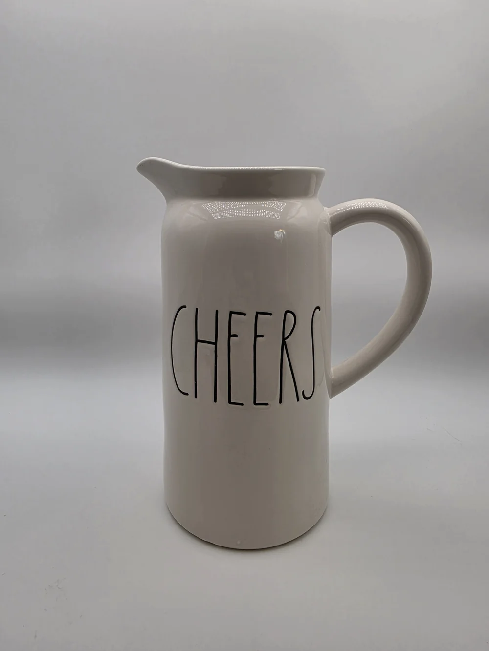 Rae Dunn CHEERS Ceramic Pitcher in Cream
